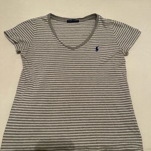 Ralph Lauren grey and white stripped shirt